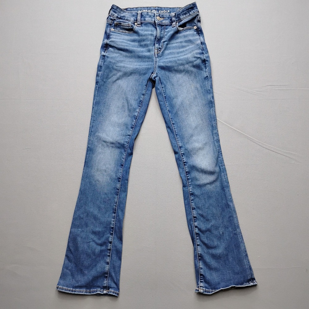 American Eagle High Rise Skinny Kick Jeans Blue Wash Size 4 Regular